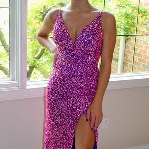 Ashley Lauren Prom Dress Size 2 (pink and purple sequined mix)